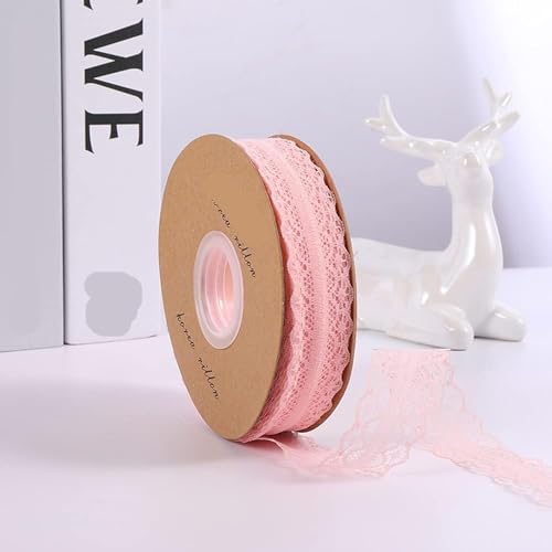 Spitzenband,Deko Spitzenband,45m 3cm breit Spitzenband Spitzenbordüre Geschenkband Spitzenborte Band Deko Scrapbooking Rosa von EQEQE