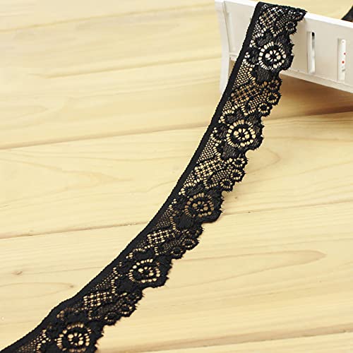 Spitzenband,Deko-Spitzenband,5 m x 3 cm Spitzenband, Vintage Spitzenbesatz, Dekoband aus Baumwolle, Spitzenstoff, Spitzenbesatz(Black,300cm) von EQEQE