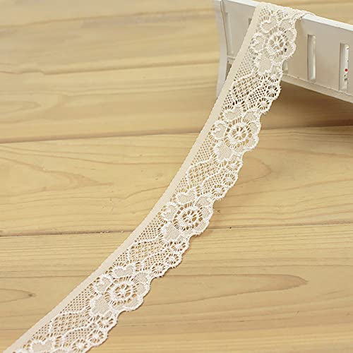 Spitzenband,Deko-Spitzenband,5 m x 3 cm Spitzenband, Vintage Spitzenbesatz, Dekoband aus Baumwolle, Spitzenstoff, Spitzenbesatz(Light White,300cm) von EQEQE