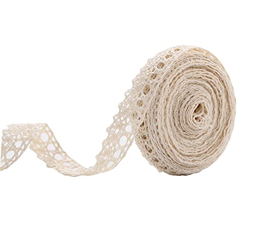 Spitzenband,Deko-Spitzenband,Vintage Spitzenband, 30 m Baumwoll-Spitzenbesatz, Häkelspitzenbesatz, Deko-Spitzenband, Spitzenstoff, weiß, 2 cm(Style B (1.5cm),10 metres) von EQEQE