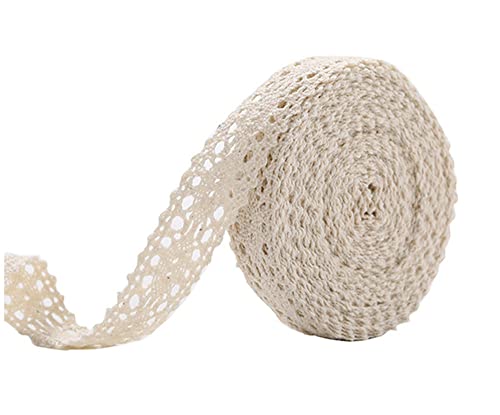 Spitzenband,Deko-Spitzenband,Vintage Spitzenband, 30 m Baumwoll-Spitzenbesatz, Häkelspitzenbesatz, Deko-Spitzenband, Spitzenstoff, weiß, 2 cm(Style C (1.5 cm),30 metres) von EQEQE