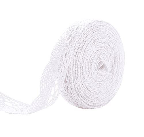 Spitzenband,Deko-Spitzenband,Vintage Spitzenband, 30 m Baumwoll-Spitzenbesatz, Häkelspitzenbesatz, Deko-Spitzenband, Spitzenstoff, weiß, 2 cm(Style I (2 cm),10 metres) von EQEQE