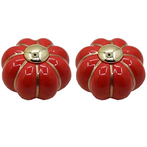 EQGNTS Vintage-Schrankknöpfe, 2 Stück Möbelgriff Moderne Küchen- und Büroschranktürknöpfe, Keramikgriff Schranktürgriff/Knöpfe Möbelbeschlaggriffe(Red) von EQGNTS