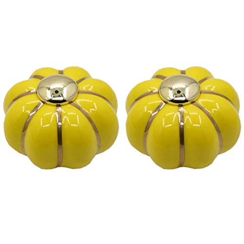 EQGNTS Vintage-Schrankknöpfe, 2 Stück Möbelgriff Moderne Küchen- und Büroschranktürknöpfe, Keramikgriff Schranktürgriff/Knöpfe Möbelbeschlaggriffe(Yellow) von EQGNTS
