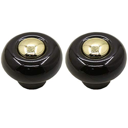 EQGNTS Vintage-Schrankknöpfe, 2 Stück Möbelgriffe, Türknöpfe, Keramik-Schubladenknöpfe, Zuggriff, for Küchen- und Büroschränke(Black) von EQGNTS