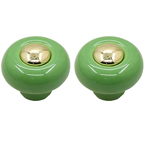 EQGNTS Vintage-Schrankknöpfe, 2 Stück Möbelgriffe, Türknöpfe, Keramik-Schubladenknöpfe, Zuggriff, for Küchen- und Büroschränke(Green) von EQGNTS
