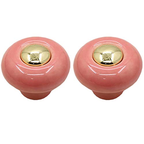 EQGNTS Vintage-Schrankknöpfe, 2 Stück Möbelgriffe, Türknöpfe, Keramik-Schubladenknöpfe, Zuggriff, for Küchen- und Büroschränke(Pink) von EQGNTS
