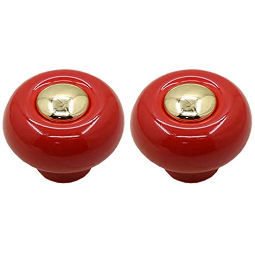 EQGNTS Vintage-Schrankknöpfe, 2 Stück Möbelgriffe, Türknöpfe, Keramik-Schubladenknöpfe, Zuggriff, for Küchen- und Büroschränke(Red) von EQGNTS
