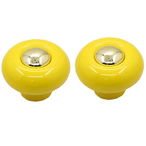 EQGNTS Vintage-Schrankknöpfe, 2 Stück Möbelgriffe, Türknöpfe, Keramik-Schubladenknöpfe, Zuggriff, for Küchen- und Büroschränke(Yellow) von EQGNTS