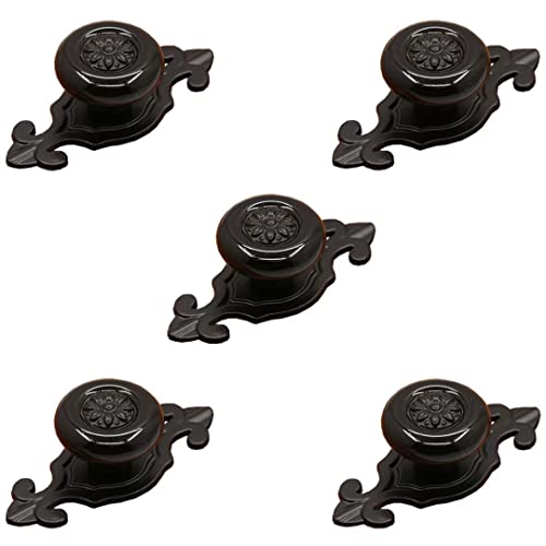 EQGNTS Vintage-Schrankknöpfe, 5 Stück Keramik-Türknöpfe, Schubladenknöpfe, Zuggriffe, dekorative Möbelbeschläge, Griffe for Schubladen, Schränke, Kommoden(Black) von EQGNTS