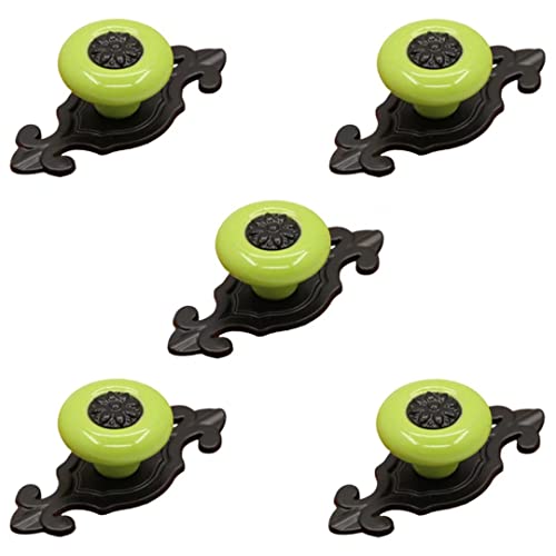 EQGNTS Vintage-Schrankknöpfe, 5 Stück Keramik-Türknöpfe, Schubladenknöpfe, Zuggriffe, dekorative Möbelbeschläge, Griffe for Schubladen, Schränke, Kommoden(Green) von EQGNTS
