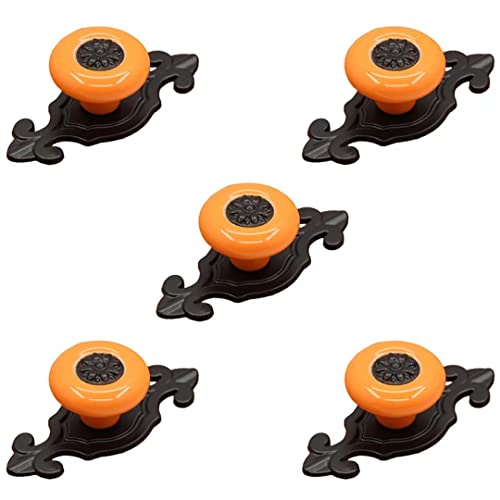 EQGNTS Vintage-Schrankknöpfe, 5 Stück Keramik-Türknöpfe, Schubladenknöpfe, Zuggriffe, dekorative Möbelbeschläge, Griffe for Schubladen, Schränke, Kommoden(Orange) von EQGNTS