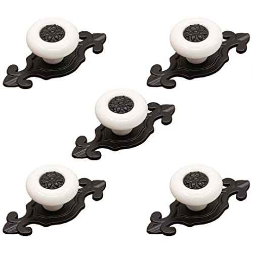 EQGNTS Vintage-Schrankknöpfe, 5 Stück Keramik-Türknöpfe, Schubladenknöpfe, Zuggriffe, dekorative Möbelbeschläge, Griffe for Schubladen, Schränke, Kommoden(White) von EQGNTS