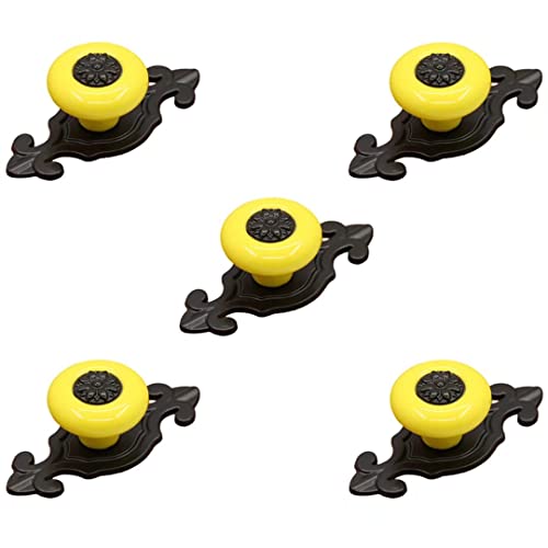 EQGNTS Vintage-Schrankknöpfe, 5 Stück Keramik-Türknöpfe, Schubladenknöpfe, Zuggriffe, dekorative Möbelbeschläge, Griffe for Schubladen, Schränke, Kommoden(Yellow) von EQGNTS