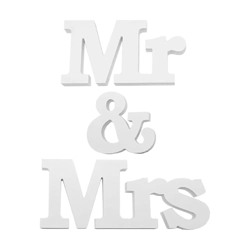 EQLEF Mr & Mrs Decor Buchstaben für Hochzeit Tischdekoration, Mr & Mrs Deko Hochzeit Schild Ständer Holzbuchstabe Hochzeit Top Empfang Jahrestag Party Dekor Mr and Mrs Geschenk von EQLEF