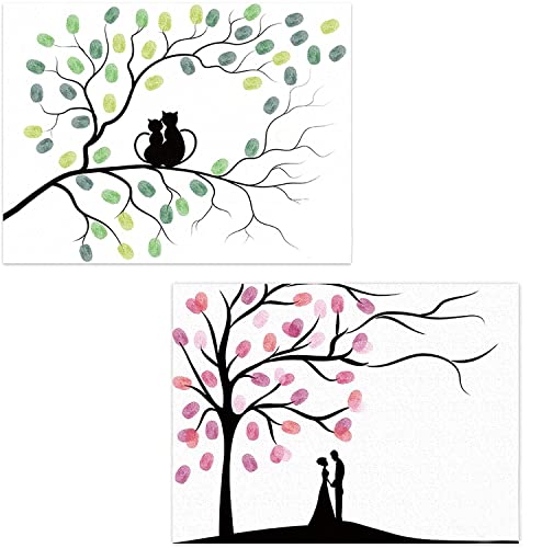 EQLEF Fingerabdruck Baum, Signatur-Poster, Dekoration, Fingerabdruck, DIY, mit bunten Tintenstempeln, 2 Sets EQLEF Fingerabdruck Baum, Signatur-Poster, Dekoration, Fingerabdruck, DIY, mit bunten Tintenstempeln, 2 Sets von EQLEF