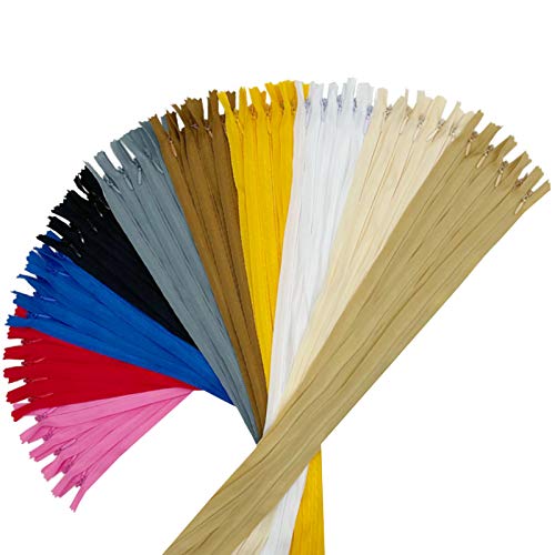 EQLEF Unsichtbarer Reißverschluss, verdeckte Reißverschlüsse aus Nylon zum Nähen von unsichtbaren Reißverschlüssen, bunt, für Kleidertaschen, 50 Stück (20,28,40,50,60 cm) von EQLEF