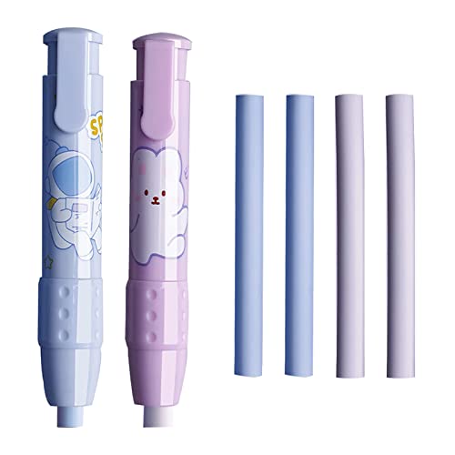 Einziehbare Radiergummis, Neuheit Radiergummi Stift Geformt 2 Stück Press Mechanische Gummis mit 6 Stück Nachfüll Radiergummis für Kinder Studenten Blau Lila Einziehbare Radiergummis, Neuheit Radiergummi Stift Geformt 2 Stück Press Mechanische Gummis mit 6 Stück Nachfüll Radiergummis für Kinder Studenten Blau Lila von EQLEF