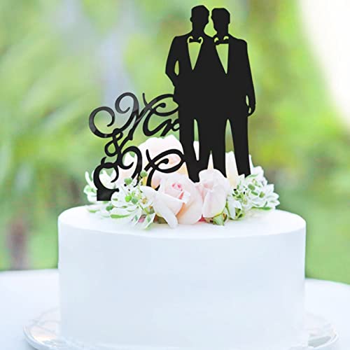 Mr & Mr Cake Topper Hochzeitstorte Dekoration für Männer Schwarz Acryl Gay Geschenk für Partydekoration Mr & Mr Cake Topper Hochzeitstorte Dekoration für Männer Schwarz Acryl Gay Geschenk für Partydekoration von EQLEF
