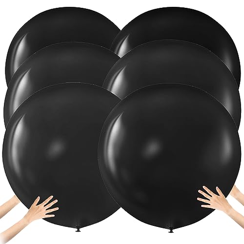 Riesen Luftballons Schwarz 90cm, 6 Stück Luftballons Schwarz Groß Schwarze Luftballons Groß Luftballons Riesenballon Dicke Starke Luftballons für Geburtstag Hochzeit Weihnachtsfeier (Schwarz) von EQLEF