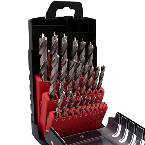 EQT Edel Quality Tools HSS-G Holzbohrer Set 25-tlg 1-13mm in 0,5mm Schritten Holzspiralbohrer Set, Profi & Heimwerker Set für Holz, MDF und Acryl - Bohrmaschinen und Akkuschrauber 91001 EQT Edel Quality Tools HSS-G Holzbohrer Set 25-tlg 1-13mm in 0,5mm Schritten Holzspiralbohrer Set, Profi & Heimwerker Set für Holz, MDF und Acryl - Bohrmaschinen und Akkuschrauber 91001 von EQT Edel Quality Tools