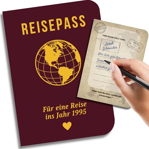 EQUIK PRODUCTS 30. Geburtstagskarte | 30. Jubiläum | Geschenk für Männer & Frauen | Gästebuch & Unterschriftenbuch | Jahr 1995 | Reisepass in die Vergangenheit (1995) von EQUIK PRODUCTS