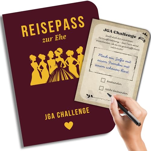 EQUIK PRODUCTS JGA Spiele Frauen & JGA Buch Erinnerung | Junggesellenabschied Frauen Accessoire | Polterabend Geschenk, Bride to Be Deko, Letters to the Bride - Reisepass zur Ehe (JGA) von EQUIK PRODUCTS