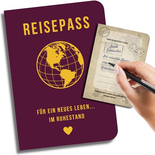 EQUIK PRODUCTS Lustiges Rentner Geschenk zum Ruhestand | Renteneintritt, Pension, Rente Geschenk für Frau Männer | Gästebuch für Kollegen, Karte | Reisepass für ein neues Leben (Ruhestand) von EQUIK PRODUCTS
