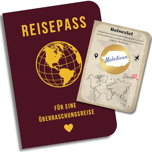 Reisegutschein, Urlaub Gutschein | Reisetagebuch zum ausfüllen, Reise Notizbuch | Reisepass für eine Überraschungsreise (mit Rubbelaufkleber) | Reise Geschenk, Urlaub Geschenkideen (Reise) von EQUIK PRODUCTS