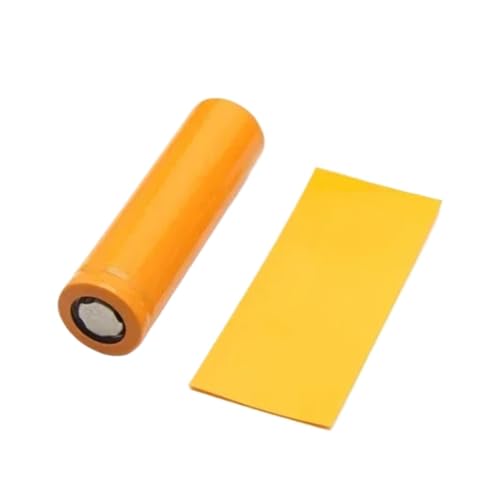 ERBER PVC-Schrumpfschlauch, Batteriefolie, Klebeband, vorgeschnitten, Schrumpfschlauch, Schutzrohrabdeckung, Batterien, Wickelhülle, 25/50/100 Stück(Orange Yellow,50pcs) von ERBER