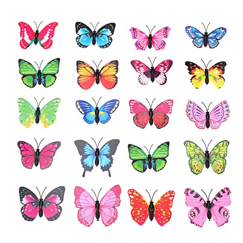 ERBO 20 Stück Bunte Schmetterlinge Deko mit Sicherheitsnadeln, PVC Schmetterling Brosche, für Kinderzimmer Deko, Dekoration Curtains, Dining Table, Büro (Gemischte Farben Zufällig) von ERBO