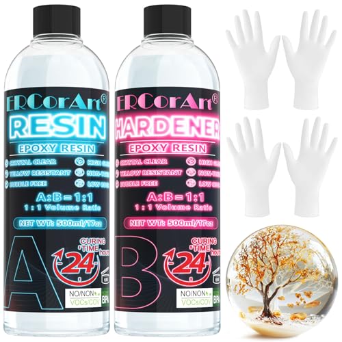 Epoxidharz - 1000 ml / 34 oz Glasklar Epoxidharz mit Härter 1: 1 Verhältnis, Harz Gießen Set für DIY, Schmuckherstellung, Malerei, Handwerk, Holz, Deko, Tischplatte, Gießen und Beschichtung Epoxidharz - 1000 ml / 34 oz Glasklar Epoxidharz mit Härter 1: 1 Verhältnis, Harz Gießen Set für DIY, Schmuckherstellung, Malerei, Handwerk, Holz, Deko, Tischplatte, Gießen und Beschichtung von ERCorArt
