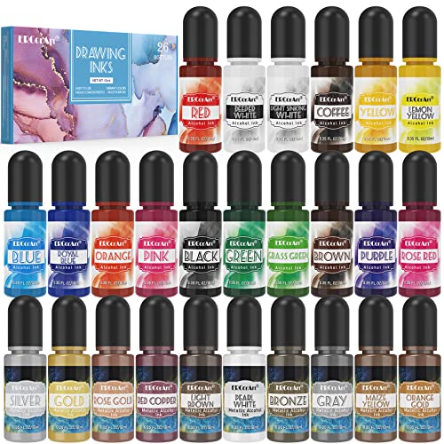 Ink Set - ERCorArt 26 Lebendige & Konzentrierte Epoxidharz Farbe, Epoxidharz Set für Kunstmalerei, Harz Petrischalenherstellung, Becherherstellung - 10 ml/Flasche Ink Set - ERCorArt 26 Lebendige & Konzentrierte Epoxidharz Farbe, Epoxidharz Set für Kunstmalerei, Harz Petrischalenherstellung, Becherherstellung - 10 ml/Flasche von ERCorArt