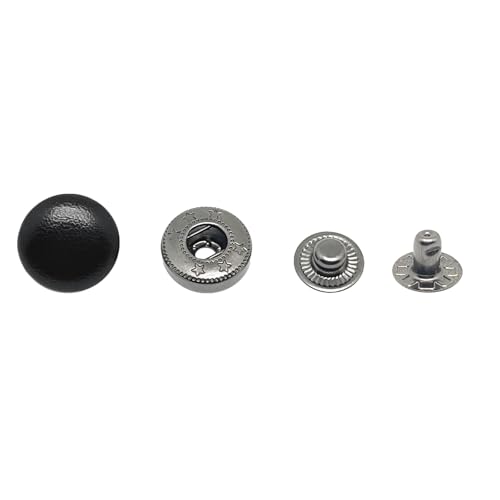 10 Sets 15 mm Leder-Druckknöpfe, Metall-Druckknopf-Set, Werkzeug, für Tasche, Jeans, Kleidung, Stoff (schwarz) von ERDANER