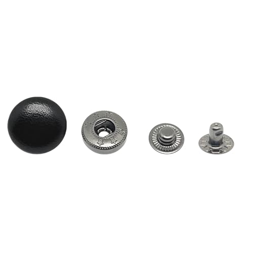 10 Sets 18 mm Leder-Druckknöpfe, Metall-Druckknopf-Set, Werkzeug, für Tasche, Jeans, Kleidung, Stoff (schwarz) von ERDANER