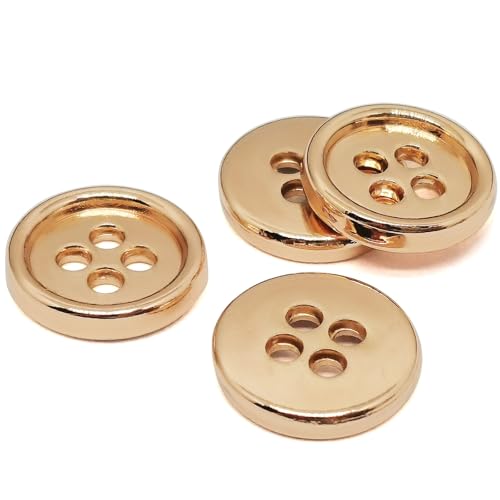 10 Stück 12,5 mm goldfarbene Metallknöpfe mit 2 mm Nählöchern, runde Dekoknöpfe für Bastelarbeiten von ERDANER