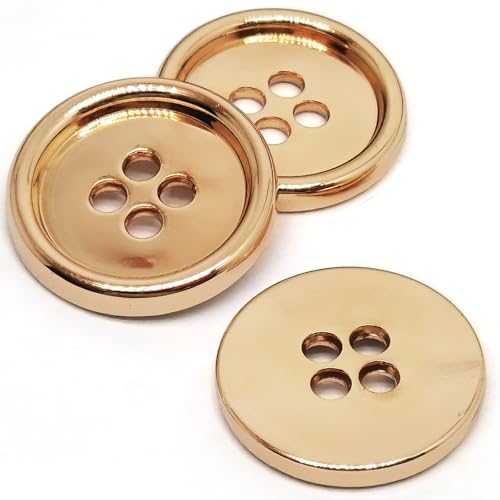 10 Stück 18 mm goldfarbene Metallknöpfe mit 2 mm Nählöchern, runde Dekoknöpfe für Bastelarbeiten von ERDANER