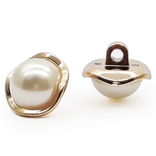 10 Stück Perlenknöpfe aus Kunststoff für Damen, Mantelknöpfe für Kleidung, Pullover, Dekoration, Nähen, Bastelzubehör (Hellgold, Nr. 14, 18 mm) von ERDANER