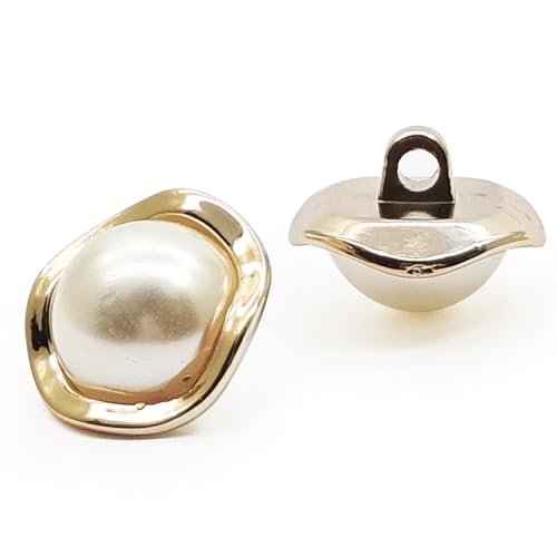 10 Stück Perlenknöpfe aus Kunststoff für Damen, Mantelknöpfe für Kleidung, Pullover, Dekoration, Nähen, Bastelzubehör (Hellgold, Nr. 14, 21 mm) von ERDANER