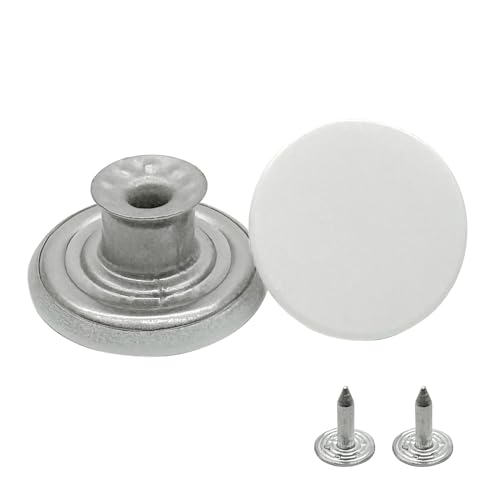 20 Sets Knopfnadeln für Jeans, 17 mm Jeans-Ersatzknöpfe, kein Nähen und kein Werkzeug, sofortige Jeansknöpfe für Hosen mit geraden Nieten (rund, weiß) von ERDANER