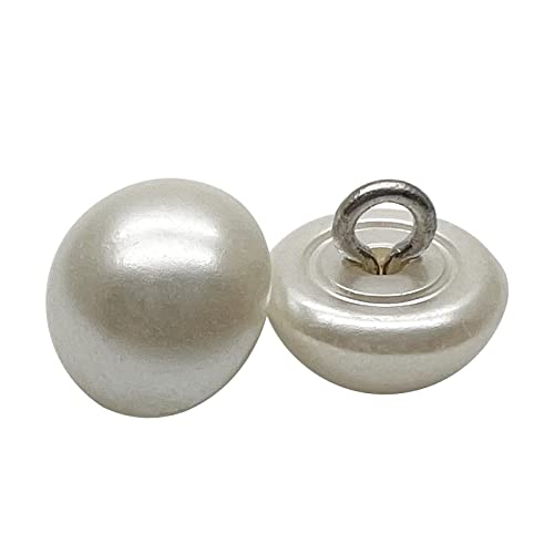 50 Stück halbe gewölbte Perlenknöpfe, 10 mm Perlenknöpfe mit Metall-Nähschaft für DIY Nähen Kleidung Kleid Pullover Handwerk (cremeweiß) von ERDANER