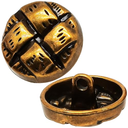 Blazerknöpfe aus Metall, Schaft aus Legierung, runde Form, 18 mm, Vintage-Gold, 10 Stück Blazerknöpfe aus Metall, Schaft aus Legierung, runde Form, 18 mm, Vintage-Gold, 10 Stück von ERDANER