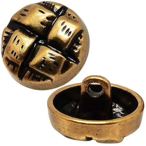 Blazerknöpfe aus Metall, Schaft aus Legierung, runder Nähknopf (15 mm, Vintage-Gold), 10 Stück von ERDANER