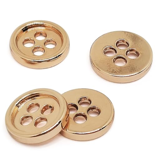 Flache Metallknöpfe mit 2 mm Nählöchern, rund, 10 mm, goldfarben, 20 Stück von ERDANER