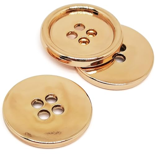 Flache Metallknöpfe mit 2 mm Nählöchern, rund, 20 mm, goldfarben, 10 Stück von ERDANER