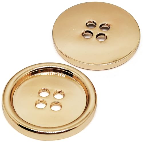 Flache Metallknöpfe mit 2 mm Nählöchern, rund, 25 mm, goldfarben, 10 Stück von ERDANER