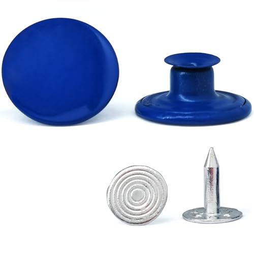 Jeansknöpfe mit Nietenstift, nahtlos, verstellbare Jeansknöpfe, 17 mm, 20 Stück, Saphirblau von ERDANER