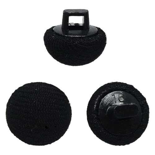 Knöpfe mit Stoffbezug und Kunststoffschaft, runde Nähknöpfe für Kleidung, Dekoration, Handwerk, handgefertigt, 20 Stück (Schwarz, 10 mm) von ERDANER