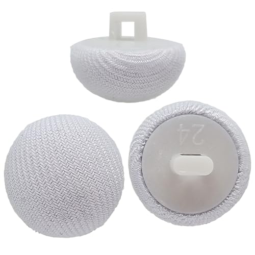Knöpfe mit Stoffbezug und Kunststoffschaft, runde Nähknöpfe für Kleidung, Dekoration, Handwerk, handgefertigt, 20 Stück (Weiß, 15 mm) von ERDANER