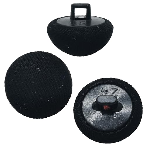 Knöpfe mit Stoffbezug und Kunststoffschaft, runde Nähknöpfe für Kleidung, Dekoration, Handwerk, handgefertigt, Schwarz, 15 mm, 20 Stück von ERDANER
